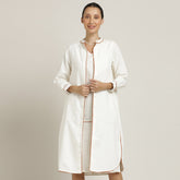 Jackie Dress & Jacket Set - Ecru With Rust Orange Edging